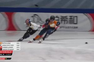 中國短道隊2000米混接奪金，劉少昂最后一圈一穿二絕殺！韓國犯規(guī)